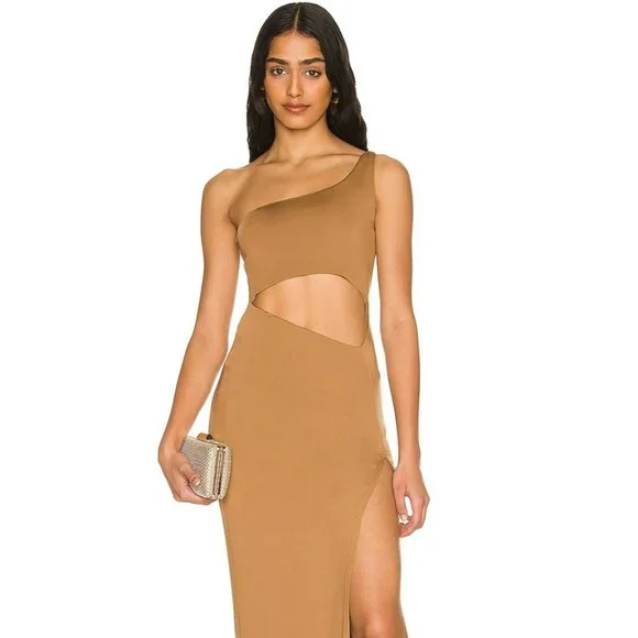 revolve brown maxi dress Cute Mermaid V Neck Burgundy Satin Prom Dress with Appliques PSK684 US18 / Custom Color main image 1